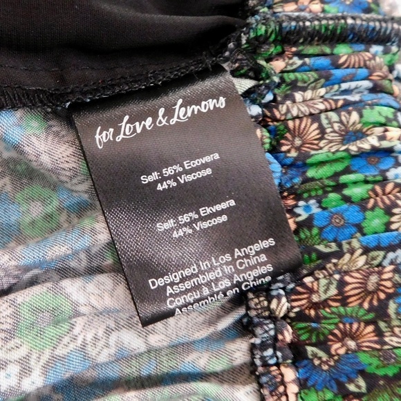 FOR LOVE AND LEMONS Alisa Top Floral Cropped Milkmaid Satin Smocked Small - Picture 12 of 14